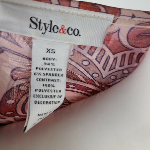 Style&Co Top Womens Size XS Purple Sequin Detail Sublimation Short Sleeve - Picture 5 of 6